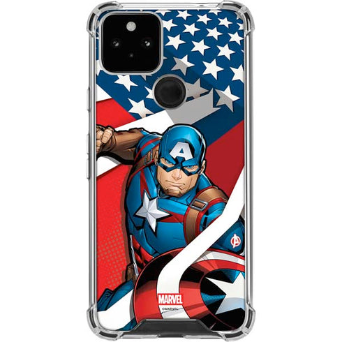 Marvel Captain America Action Pose Google Pixel 5 Clear Case